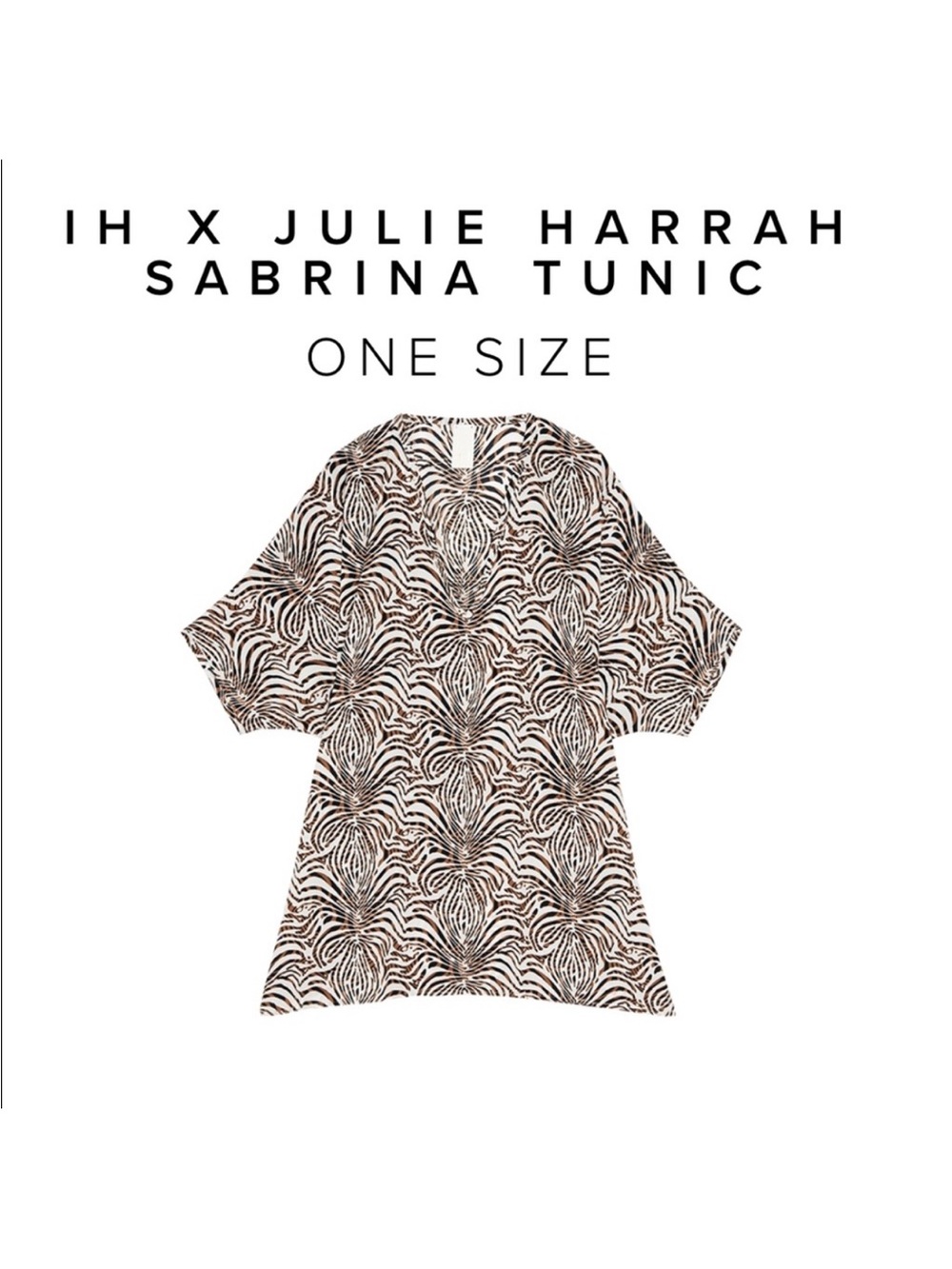 Julie Harrah x IH OS Zebra Print Japanese Safari Tunic Coverup Vacation Sabrina